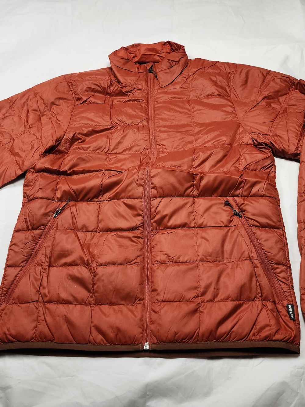 REI co-op Men's 650 Down Lightweight Puffer Jacket Orange Size Small Is Used